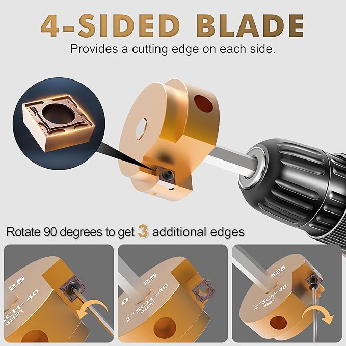 Pvc Pipe Reamer Kit 8-Piece Set, Pvc Pipe Reamer Includes 1/2 Inch, 3/4 Inch, 1 Inch, 1-1/4 Inch, 1-1/2 Inch, 2 Inch, 3 Inch, 4 Inch, Suitable For Standard 1/2 Inch Drill Bits And SCH