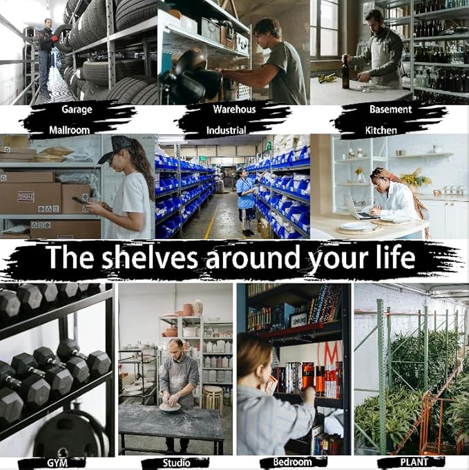 Industrial Storage Rack,Heavy-Duty Steel Shelving Unit,6-Tier Multi-Purpose Garage Organization System Black 83" H x 54.5" W x 22.8" D