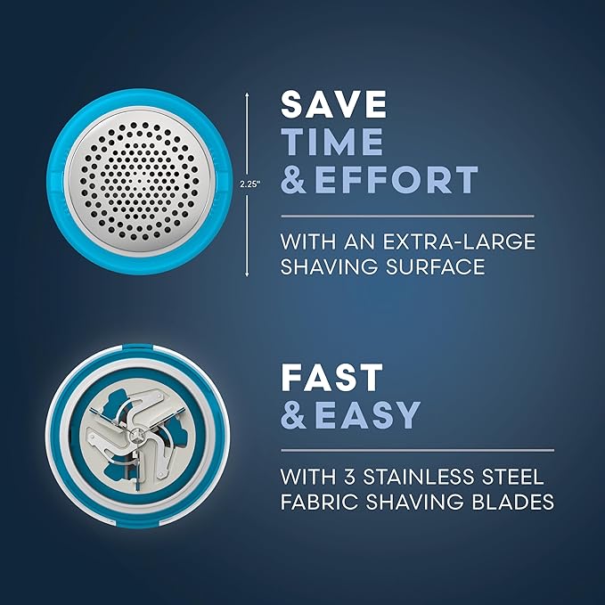 Conair Fabric Shaver, Lint Shaver for Clothing and Furniture Removes Lint, Fuzz, and Pilling, Fabric Pilling Remover with Extra-Large 2.25" Shaving Surface and 3 Stainless Steel Blades