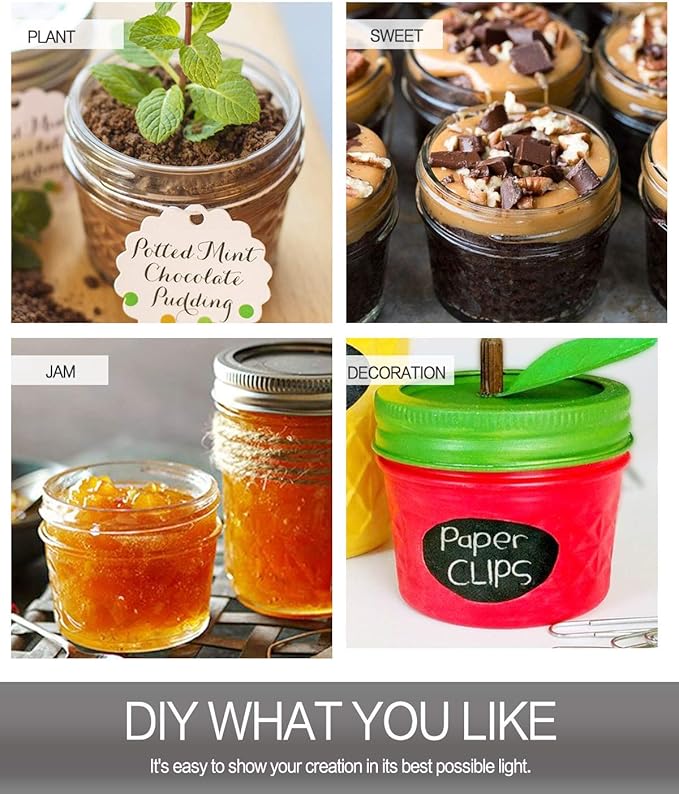 VERONES Mini Mason Jars, Mason Jars 4 oz With Regular Lids, Ideal for Jam, Honey, Wedding Favors, Shower Favors, DIY Spice Jars, 25 PACK, Extra 20 Lids