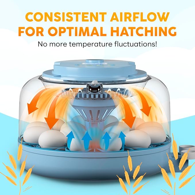 18 Egg Incubator with Automatic Egg Turning and Humidity Control – Egg Incubators for Hatching Eggs – Egg Candler, Water Bottle Refill, Air Vent, 360° View – Incubadora de Huevos de Gallina