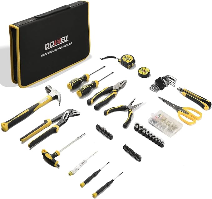 DOWELL Tool Set Tool Kit 152-Piece Household Tool Kit Set Sockets Set Pliers Screwdriver Set with Storage Tool Bag Pouch HYT152