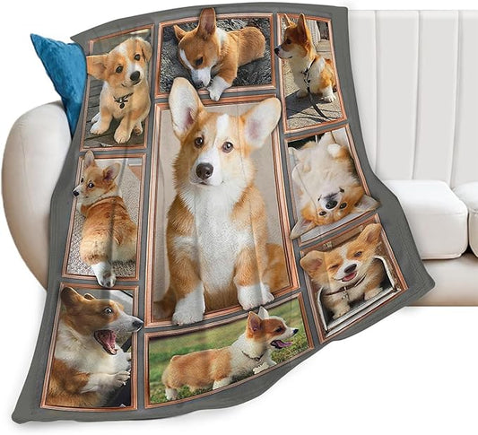 Tijuboni Corgi Throw Blanket Dog Gifts for Girls Boys Women Men Kids Adults Soft Flannel Fleece Blanket for Couch Sofa Bed Home Decor 40"x50"