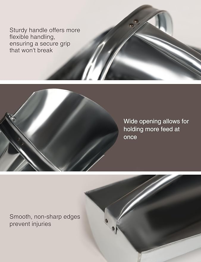 Tackmore 2/Pack Galvanized Feed Scoops for Horses,Feed Scoop for Livestock Heavy Duty Stackable 2 Sizes Metal Feed Scoop