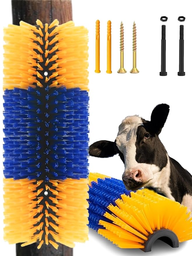 Livestock Scratch Brush,Goat Cow Horse Pig Dog Livestock Brushes for Scratcher, Big Goat Scratching Post for Animal Self-Grooming, Clean The Fur,Protecting Fences