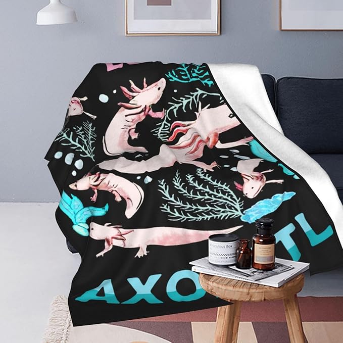 Just A Boy Axolotl Decor Throw Blanket - Super Warm Soft Plush Lightweight Fleece Flannel Blanket - Axolotl Gifts for Boys, Girls, Kids, Women, Adults - Winter Couch, Bed - 50"X60"