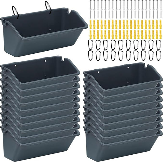 Wenqik 20 Pack 5 Quart Hanging Chicken Feeders Trough Goat Feeder Duck Water with Metal Clips Chicken Waterer Bucket Container for Fence Turkeys Horse Pig Deer Goose Livestock Poultry Supplies