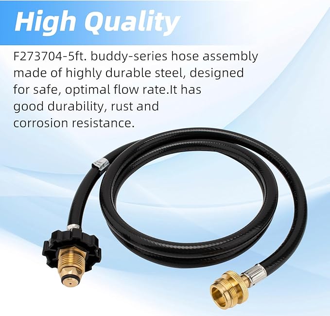F273704 5-Foot Propane Converter Hose Kit – Works with Buddy Heater Lineup (Big Buddy, Little Buddy, Portable Buddy) to Connect Portable Heater Accessories to 5-20LB Propane Tanks