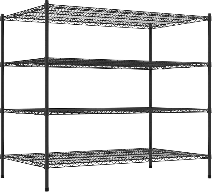 Commercial NSF Listed Black Epoxy Stationary Wire Shelving Kit 36" x 60" x 54", with 4 Shelves Perfect for Warehouse, Walk-in Refrigerator, Freezer, Grocery Store, Restaurant, Dishroom