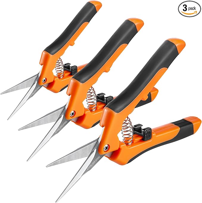 GROWNEER 3 Packs 6.5 Inch Pruning Shears Gardening Hand Pruning Snips Gardening Scissors with Straight Stainless Steel Precision Blades