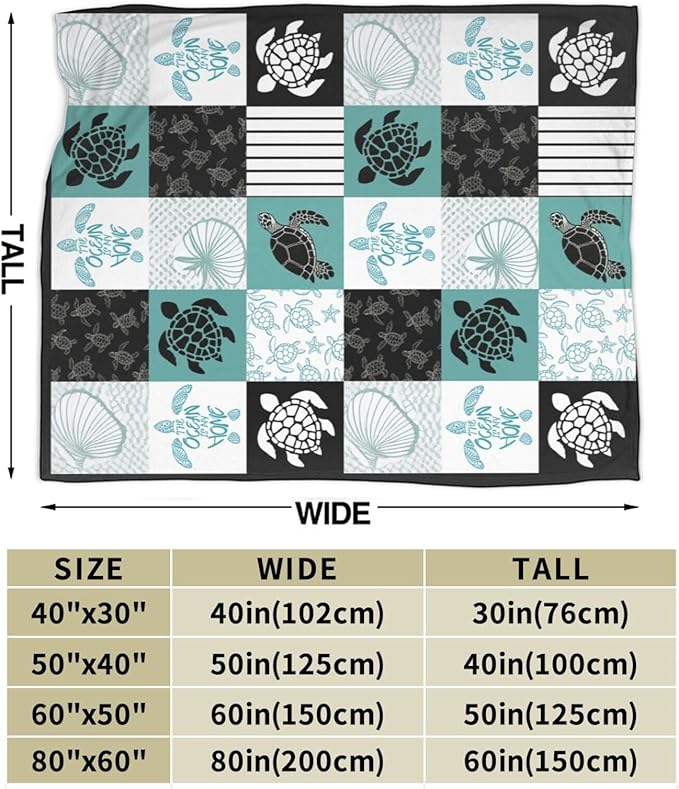 Sea Turtle Blanket Super Soft Warm Turtle Fleece Throw Blanket Cozy Fluffy Sea Turtle Lightweight Flannel Gifts Blankets for Kids Adults 60"X50"