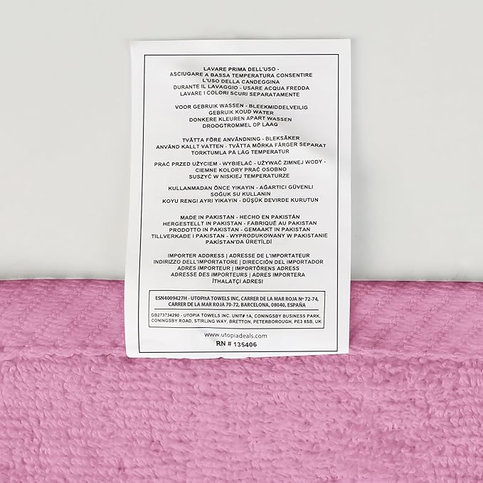 Utopia Towels 8 Piece Luxury Towel Set – Majestic Plush, Super Absorbent & Quicker-to-Dry, Thick 100% Ring Spun Cotton Towels for Bathroom, Spa & Hotel – 2 Bath, 2 Hand, 4 Washcloths, Pink