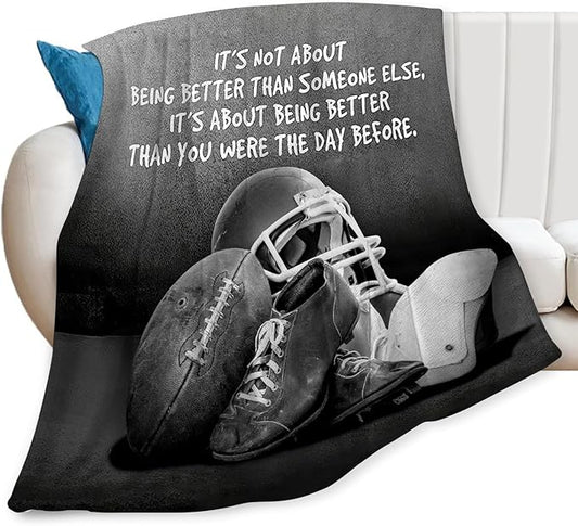 Tijuboni Football Sports Throw Blanket Rugby Gifts for Men Boys Women Girls Kids Adults Soft Flannel Fleece Blanket for Couch Sofa Bed Home Decor 50"x60"