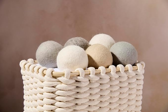 Madison Home Wool Dryer Balls, 6-Pack XL Laundry Dryer Balls, Reusable Natural Fabric Softener, Reduces Wrinkles and Drying Time
