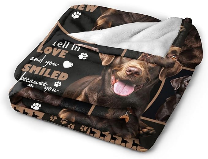 Labrador Blanket Gifts for Girls Boys Chocolate Lab Dog Lovers Throw Blankets Cozy Plush Fleece America Flag Flannel Fuzzy 50"X40"