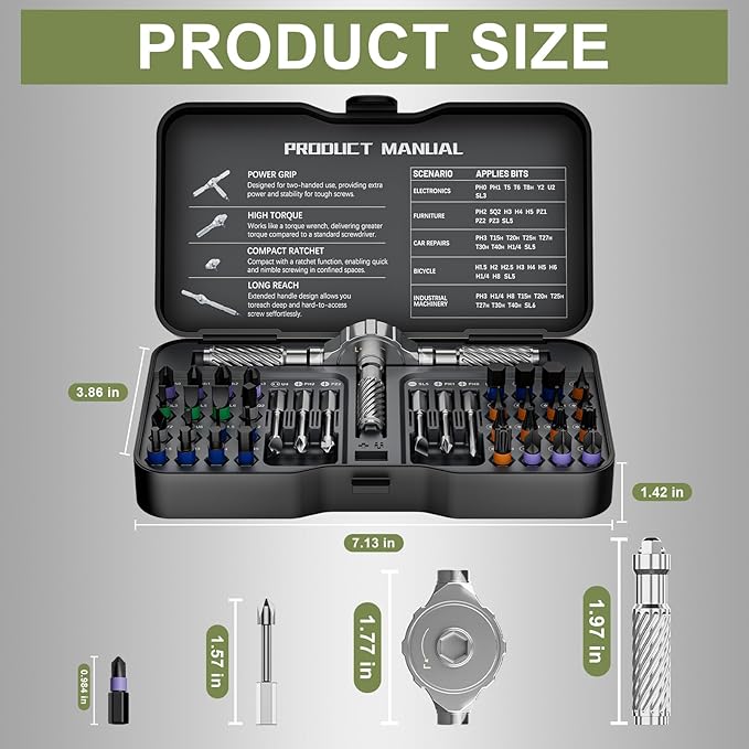 40 in 1 Magnetic Screwdriver Set,Portable Ratcheting Screwdriver Set with Storage Case,S2 Steel Multi Bit Magnetic Drive Set,DIY Detachable Precision Repair Tool Kit for Home & Professional Use