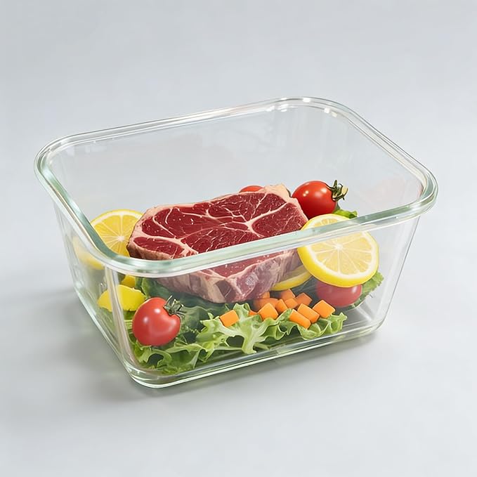 2 Pack Large Glass Food Storage Containers with Lids 85oz/10.5cup Big Airtight Glass Storage Containers for Rotisserie Chicken Meal Prep Leftovers, BPA Free & Leak Proof, Microwave, Oven Safe