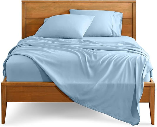 Bare Home Full XL Sheet Set - Luxury 1800 Ultra-Soft Microfiber Full Extra Long Bed Sheets - Double Brushed - Deep Pockets - Easy Fit - 4 Piece Set - Bedding Sheets & Pillowcases (Full XL, Light Blue)