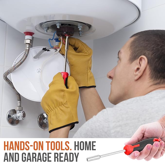 Hi-Spec 52pc Home Garage Mechanics DIY Tool Kit Set. Metric Sockets, Ratchet Wrench, Screwdriver Bit Set, Pliers and Spark Plug Accessories in a Portable Toolbox Case