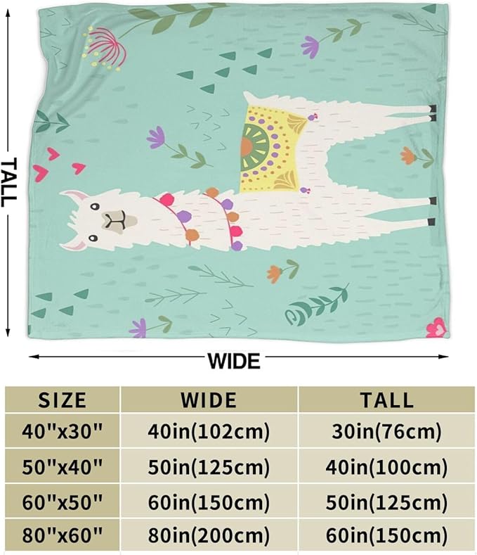 Llama Blanket Super Cozy Soft Alpaca Animal Blanket Warm Plush Fluffy Llama Alpaca Stuff Gifts for Women Girls Fleece Flannel Gift Blankets for Kids Adults 60"X50"