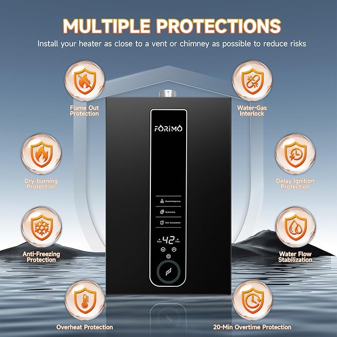 Natural Gas Tankless Water Heater, 4.21GPM 16L Indoor,Constant propane water heater,Instant Hot Natural Gas Water Heater with Fahrenheit Digital Display,Multi-Protection