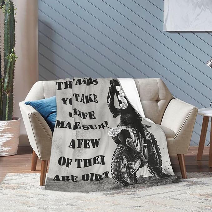 Dirt Bike Blanket Inspiring Motorbike Blankets Fleece Plush Flannel Super Soft Cozy Fuzzy Warm Lightweight Stuff Motorcycle Sports Decor Gifts for Boys Girls Kids Adults Men Women 40" x 50"