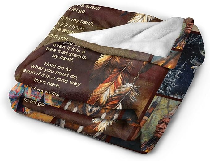 Dynova Native Blanket Cozy Plush Indian Throw Blankets Fuzzy Flannel Fleece American Gifts for Girls Boys Women Men 80"X60"