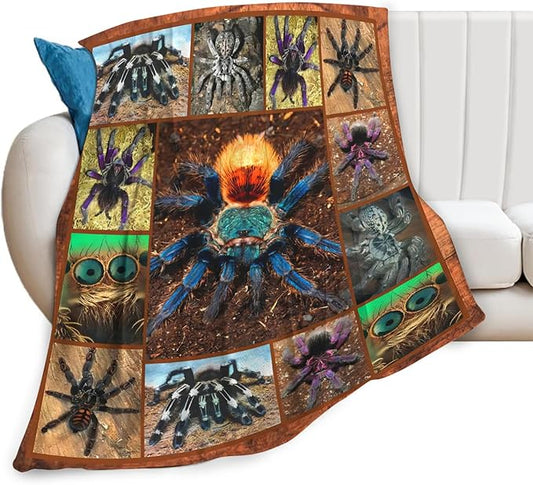 Tijuboni Tarantula Spider Throw Blanket Spider Gifts for Boys Men Girls Women Kids Adults Soft Flannel Fleece Blanket for Couch Sofa Bed Home Decor 50"x60"
