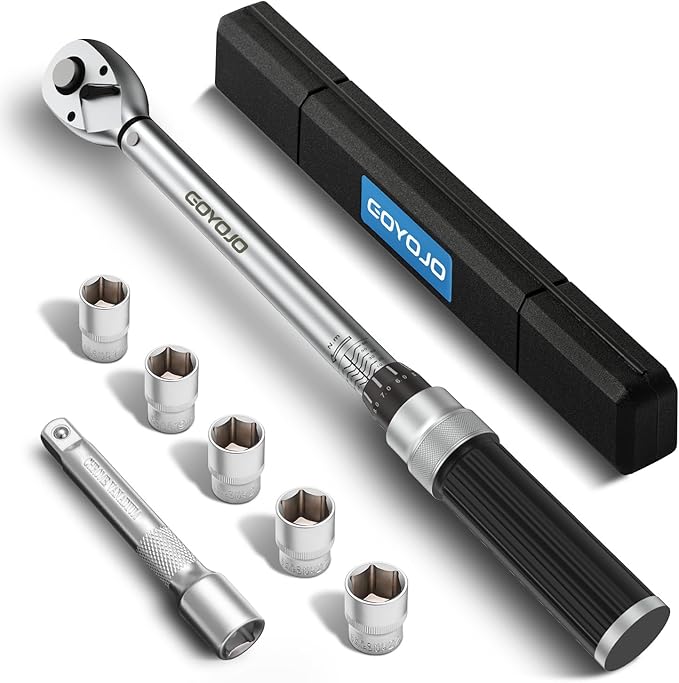 GOYOJO 1/2" Heavy-Duty Torque Wrench Set, 20-210 N.m (14.75-155 ft-lbs) - Chrome Vanadium Steel, ISO6789-2003, ASME B107.14M Certified Ideal for Automotive, Towing, DIY, and Exhaust System Maintenance