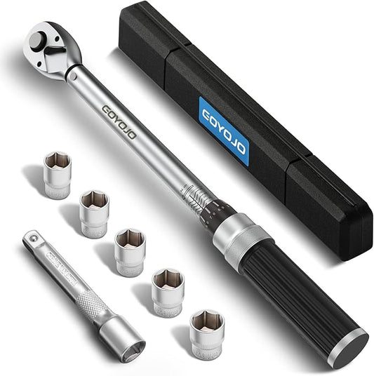 GOYOJO 1/2" Heavy-Duty Torque Wrench Set, 20-210 N.m (14.75-155 ft-lbs) - Chrome Vanadium Steel, ISO6789-2003, ASME B107.14M Certified Ideal for Automotive, Towing, DIY, and Exhaust System Maintenance