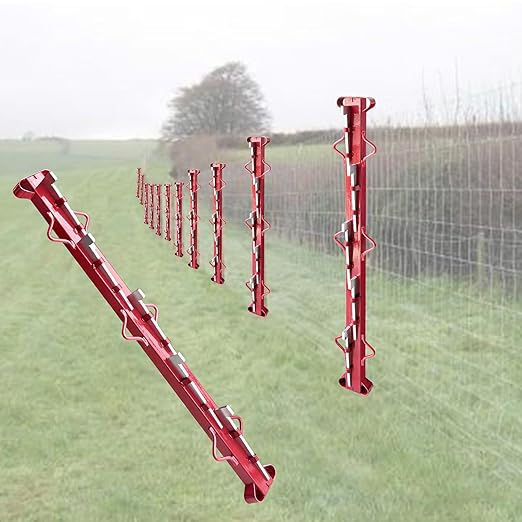 4ft Woven Wire Fence Stretcher Bar,Outdoor Havy Duty Metal Fence Tensioner Tool Fence Stretcher for Horse and Cattle Farm Fence, Horse Wire Mesh,Yards (4ft - incl/5 Wedges)