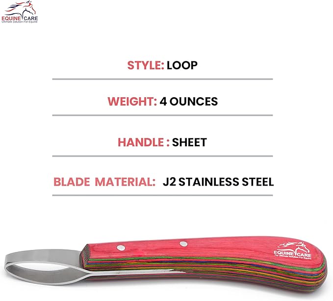 Double-Edged J2 Stainless Steel Hoof Trimming Loop Knife with Sheet Handle - Versatile Farrier Tool for Horse & Cow Hoof Care, Ideal for Farriers & Horse Owners.