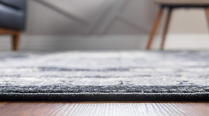 Unique Loom Taftan Collection Border Geometric Tribal Inspired Design Area Rug (5' 0 x 8' 0 Rectangular, Black/ Gray)
