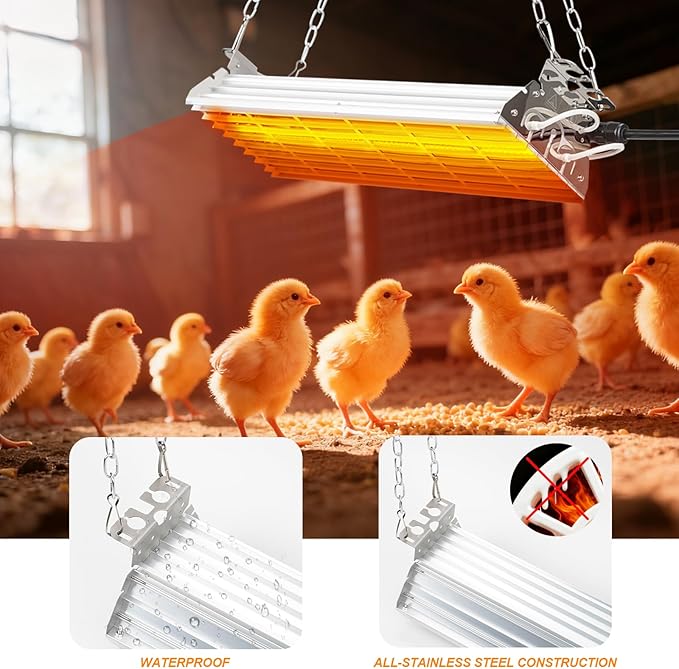 Safe Chicken Coop Heater 600W with Adjustable Thermostat, for Winter Chicken Warmth in 15 Sq Ft Coops, Waterproof & Tip-Over Protection Livestock Warmer
