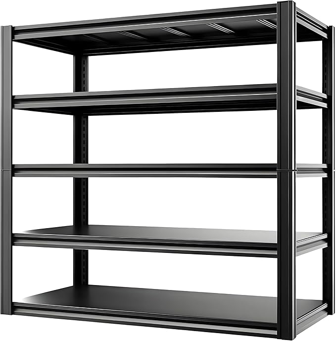 Industrial Storage Rack,Heavy-Duty Steel Shelving Unit 5-Tier,Multi-Purpose Garage Organization System Black 83" H x 54.5" W x 23" D