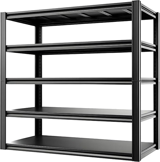 Industrial Storage Rack,Heavy-Duty Steel Shelving Unit 5-Tier,Multi-Purpose Garage Organization System Black 83" H x 54.5" W x 23" D