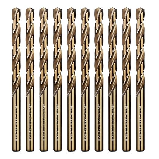 1/4 Inch Cobalt Drill Bits 10Pcs - HPHOPE M35 HSS Metal Twist Drill Bits Set, Jobber Drill Bits Length and Straight Shank, Suitable for Drilling in Hard Metal, Stainless Steel, Cast Iron