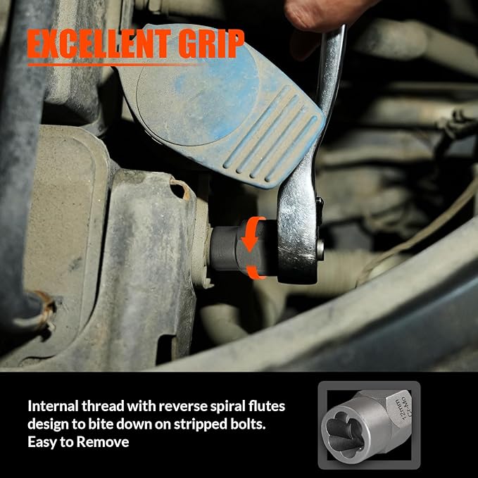 Bolt Extractor Set Heavy Duty, 13Pcs Bolt Extractor Kit with 3/8 Inch Adapter, Stripped Lug Nut Remover, Easy Out Bolt Remover Set for Rusted, Rounded, Damaged Nuts Screws