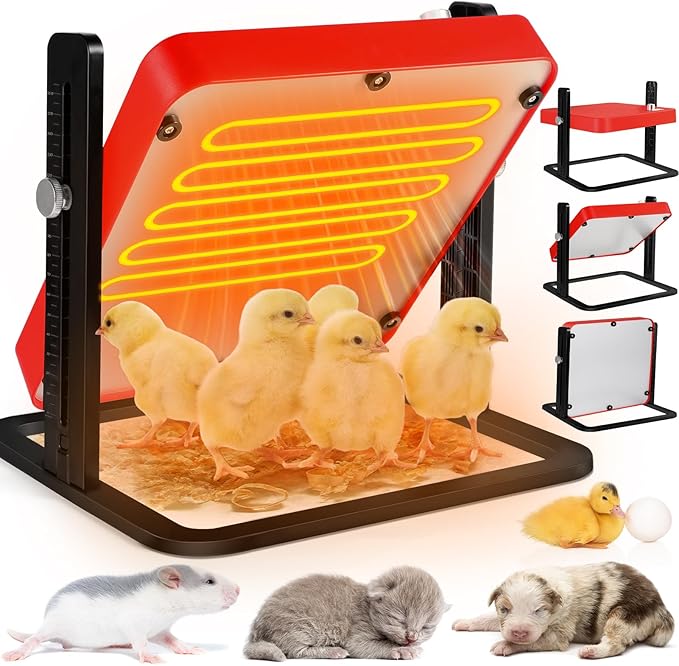 Chicken Coop Heater, Chicken Heater, Brooder Plate for Chicken Coop Accessories, with Adjustable Temp, Height and Angle, Chicken Heater for Coop, Temp Display Pet Warmer for Ducklings Kitten Puppy