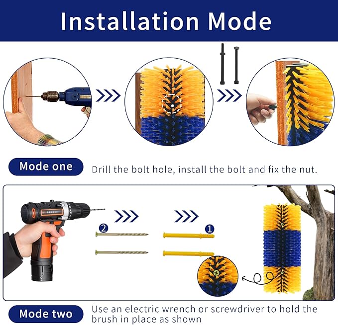 Livestock Scratching Brush Goat Scratcher Full Massage Grooming Brush with 4 Screws for Cattle, Sheep, Horses, Pigs