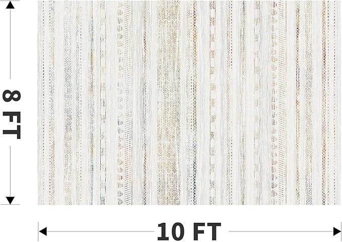 8x10 Area Rugs for Living Room Machine Washable Rug Distressed Indoor Carpet Neutral Moroccan Boho Rug Ultra Soft Area Rug for Bedroom Dining Room Playroom Office, Multi-Color