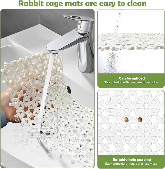 kathson 8PCS Rabbit Feet Pad Plastic Cage Mat Floor Mats Bunny Hole Leak Water Pads for Hamster Rat Chinchilla Guinea Pig and Other Small Animals(White)