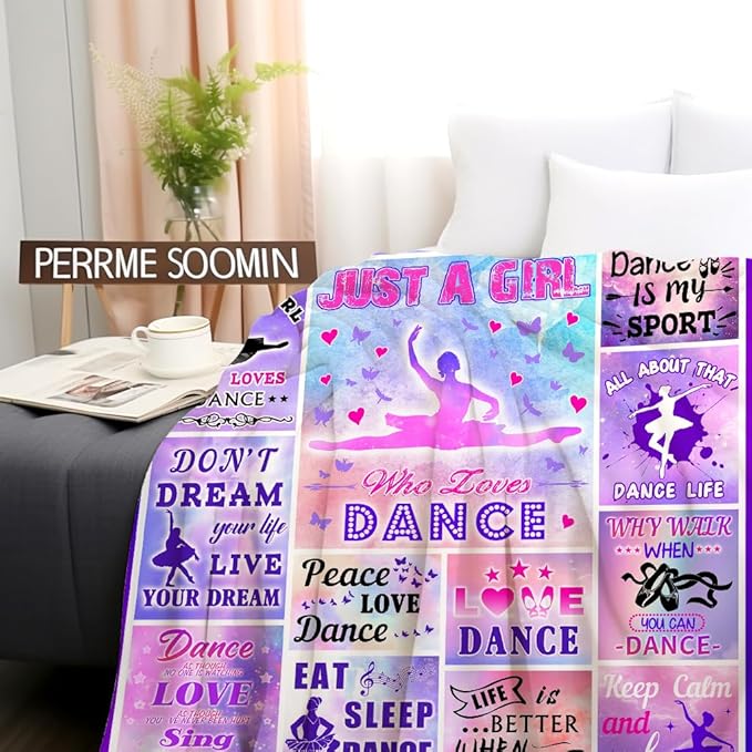 Dance Throw Blanket Plush Fleece Soft Lightweight Flannel Fleece Blankets Decor for Couch Sofa Living Room Bedding 80"X60"