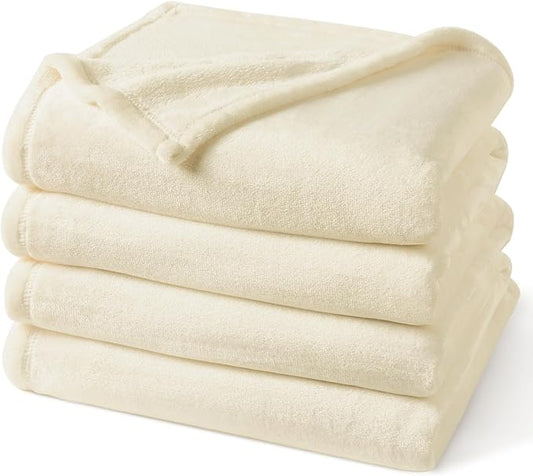 PHF Ultra Soft Fleece Blanket King Size, No Shed No Pilling Luxury Plush Cozy 300GSM Lightweight Blanket for Bed, Couch, Chair, Sofa Suitable for All Season, 108" x 90", Cream