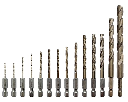 NordWolf 14-Piece Metric Cobalt Drill Bit Set for Stainless Steel & Hard Metals, with 1/4" Hex Shank for Quick Chucks & Impact Drivers, Sizes 1.5mm to 10.0mm in Storage Case