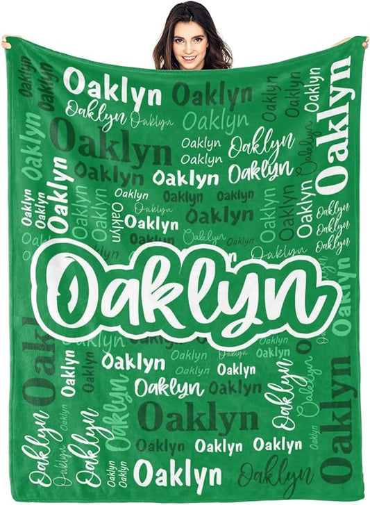 Custom Blanket with Name Personalized Blankets for Kids Adult Boys Girls Flannel Monogrammed Customized Blankets Throw (40''x50'')