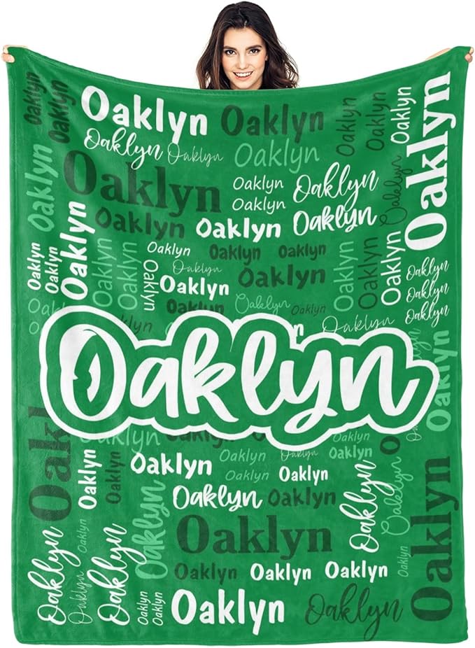 Custom Blanket with Name Personalized Blankets for Kids Adult Boys Girls Flannel Monogrammed Customized Blankets Throw (30''x40'')