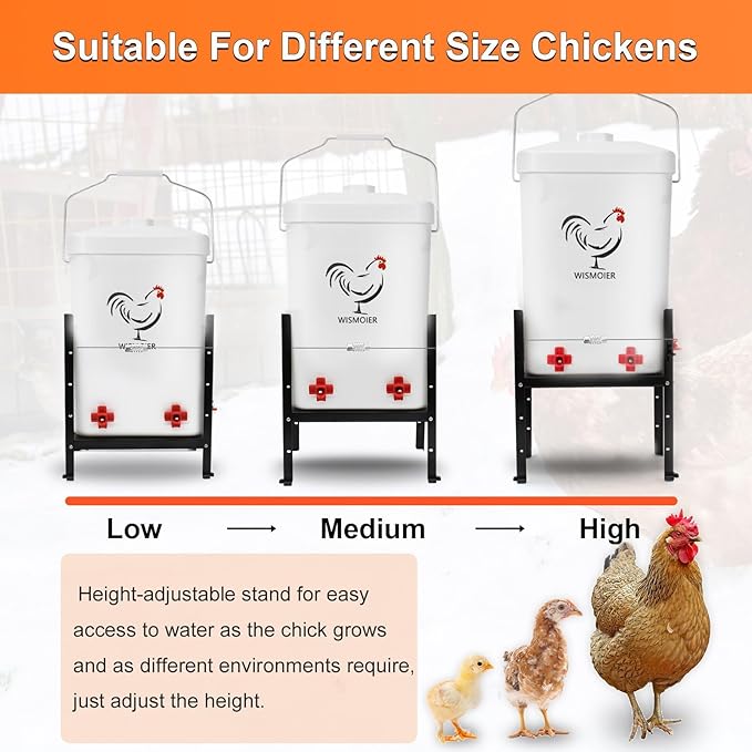 3 Gallon Heated Chicken Waterer for Winter Automatic Chicken Water Heater,Adsjustable Height Anti-Freezing Poultry Watering System，White 9 in x 7.1 inch x 13.7in