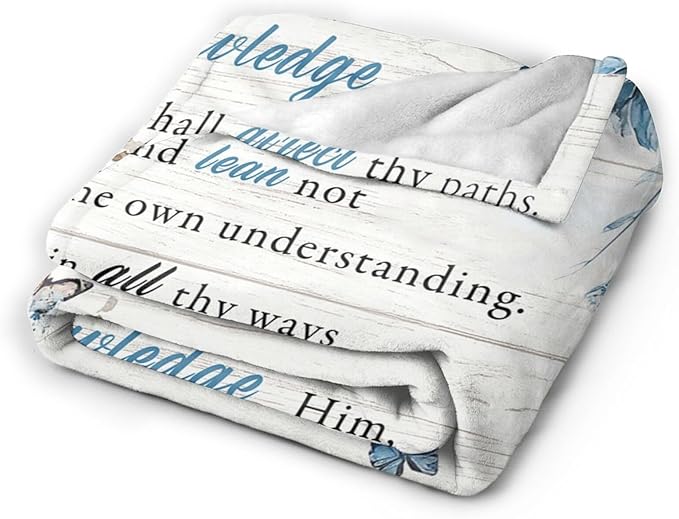 Christian Blanket Super Soft Warm Bible Verse Fleece Throw Blanket Cozy Fluffy Scriptures Trust in Lord Lightweight Flannel Gifts Blankets for Kids Adults 60"X50"