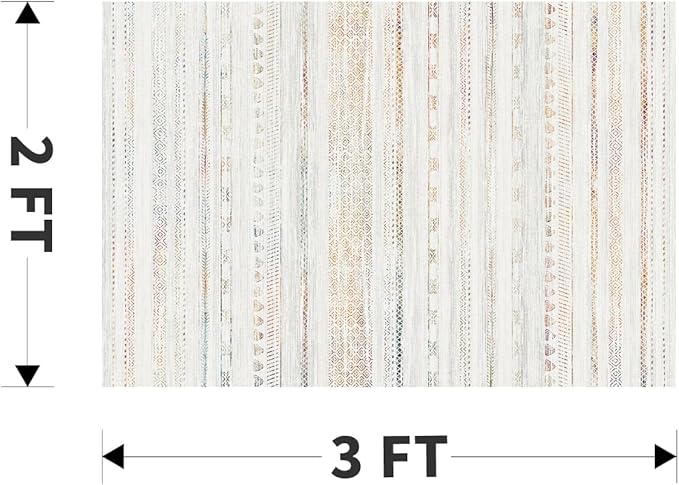 Small Area Rug-2x3 Entryway Rug Non Slip Washable Low Pile Indoor Door Mat Neutral Distressed Boho Moroccan Entrance Rugs Carpet for Bedroom Kitchen Powder Room Front Porch Bathroom, Multi-Color